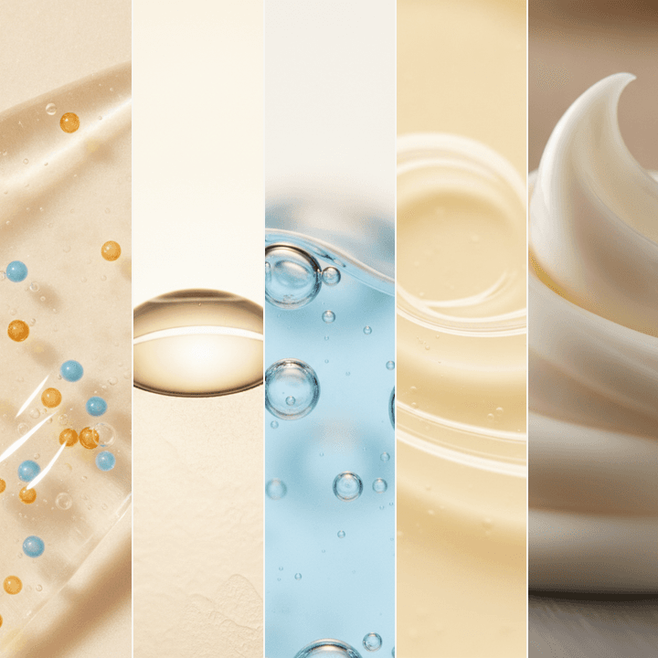 The five Existential Cosmetics products in a row