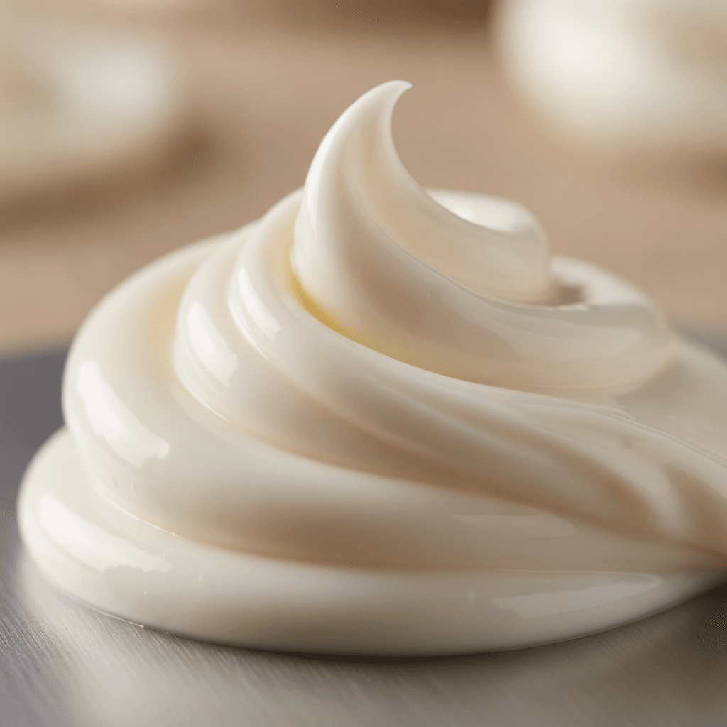 Dense ivory cream with a thick folded swirl
